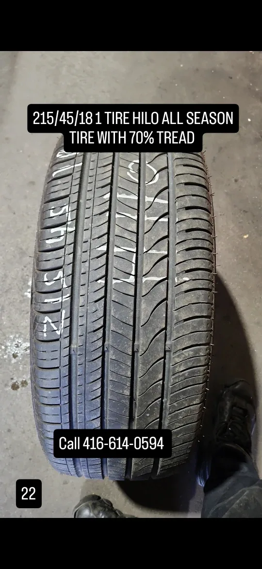 Hilo All Season Tire 215/45/18 - 70% Tread