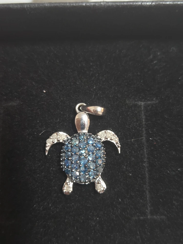 Turtle Pendant with natural blue diamonds