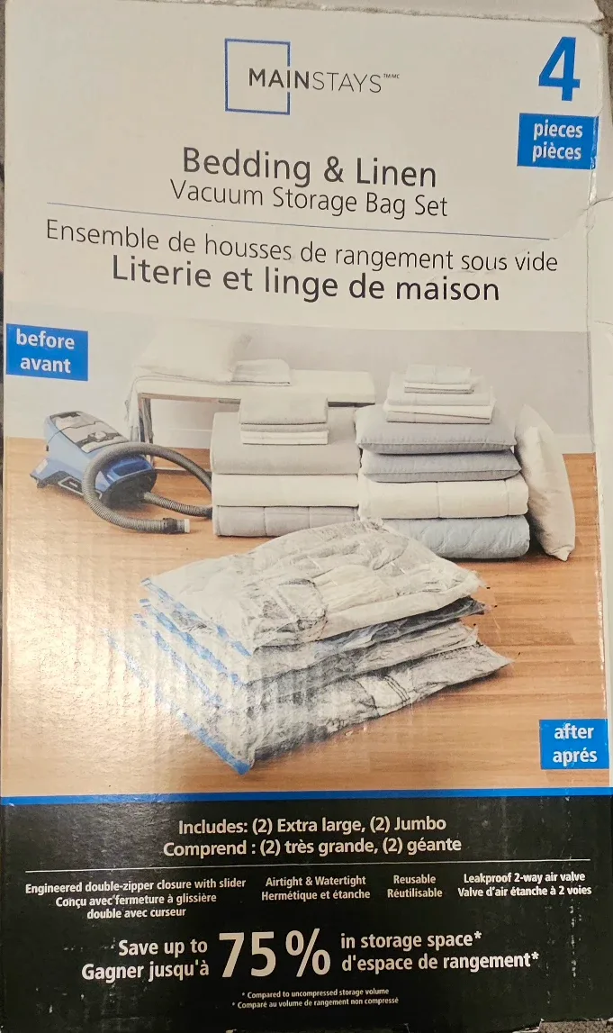 Mainstays Bedding & Linen Vacuum Storage Bag Set - 4 Pieces