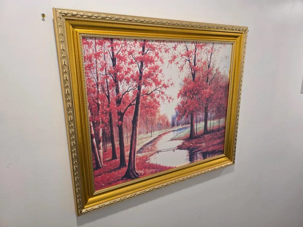 Beautiful Framed Autumn Landscape Painting – Large Wall Art