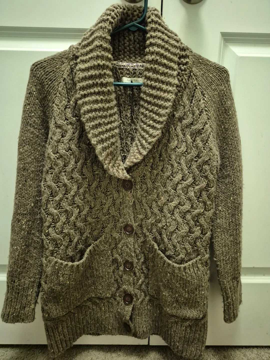 Anthropologie Isabel Sinclair Brown Knit Cardigan size Small image indicator(5)