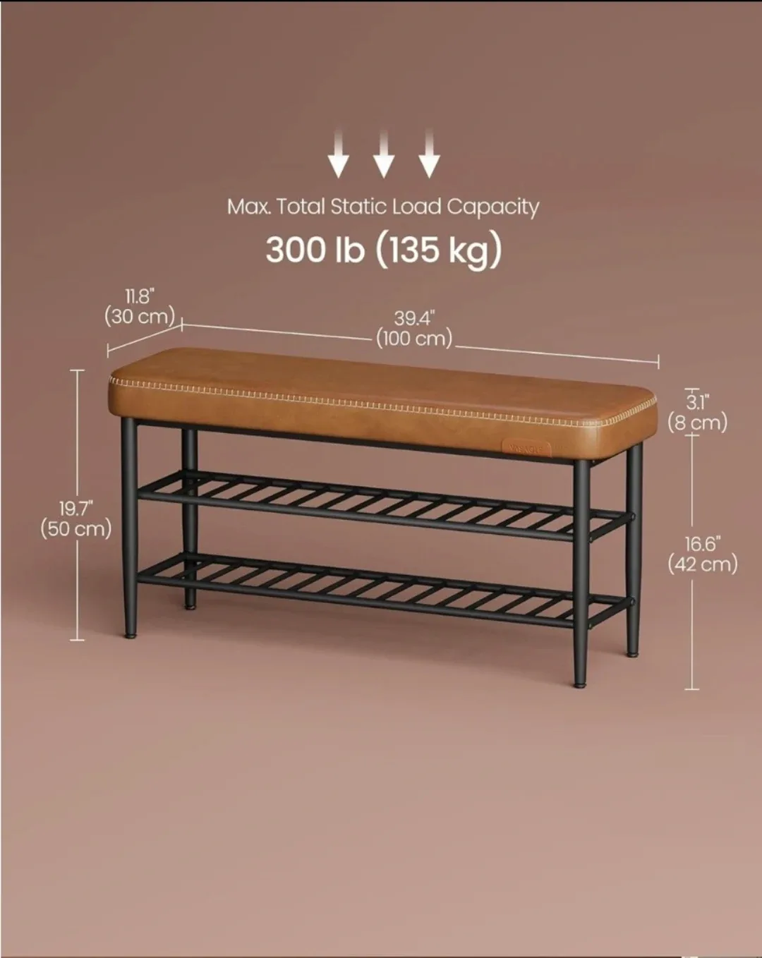 3-level 40' Leather Padded Bench Storage *new image indicator(5)
