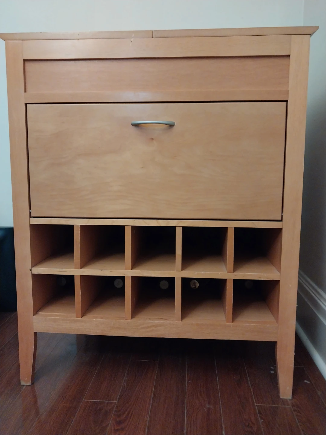 Wooden Bar Cabinet with Wine Rack available! Non-negotiable. - photo 4
