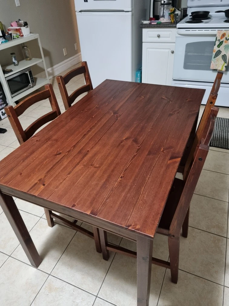 Wooden Dining Table with 4 Chairs