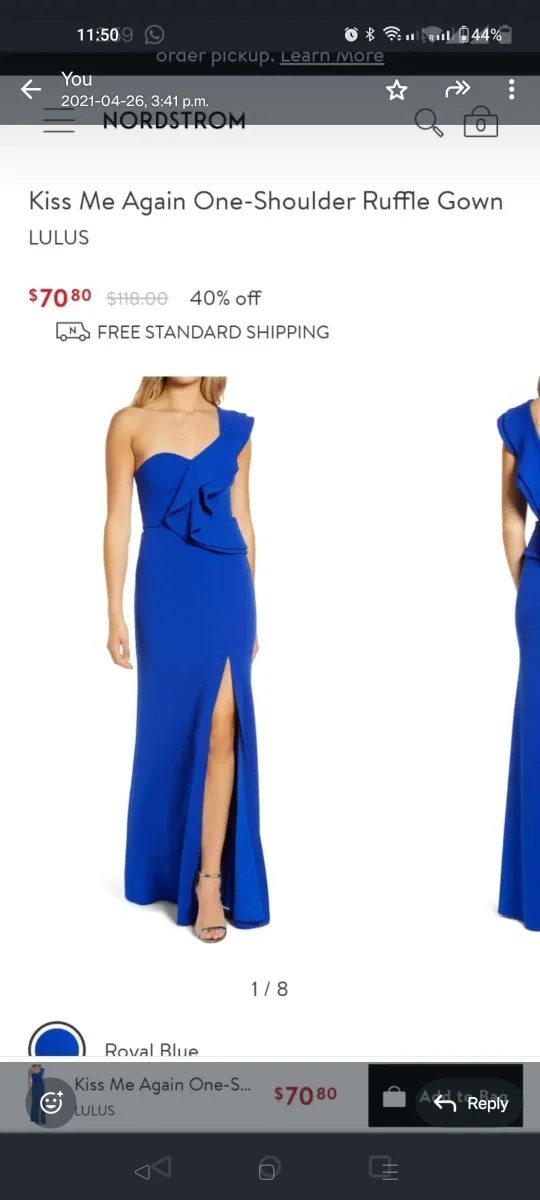 Lulus One-Shoulder Ruffle Gown - Royal Blue