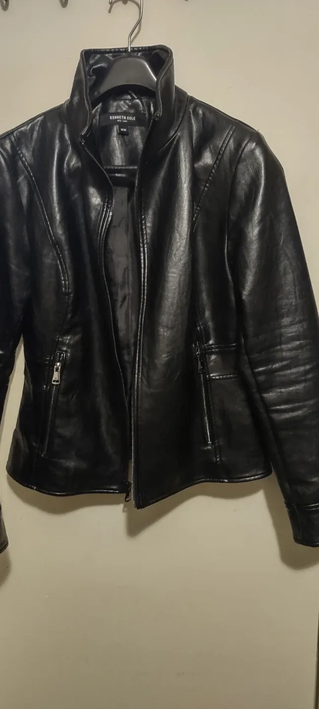 Kenneth Cole Black Faux Leather Jacket thumbnail