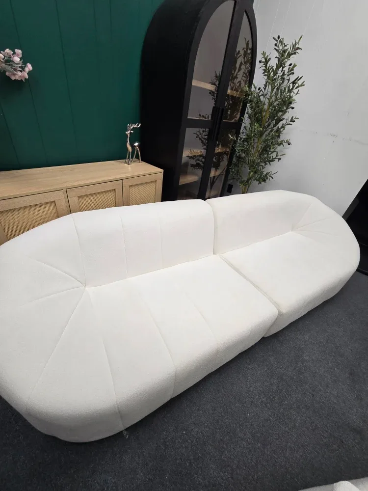 White Boucle Fabric Sofa image indicator(2)