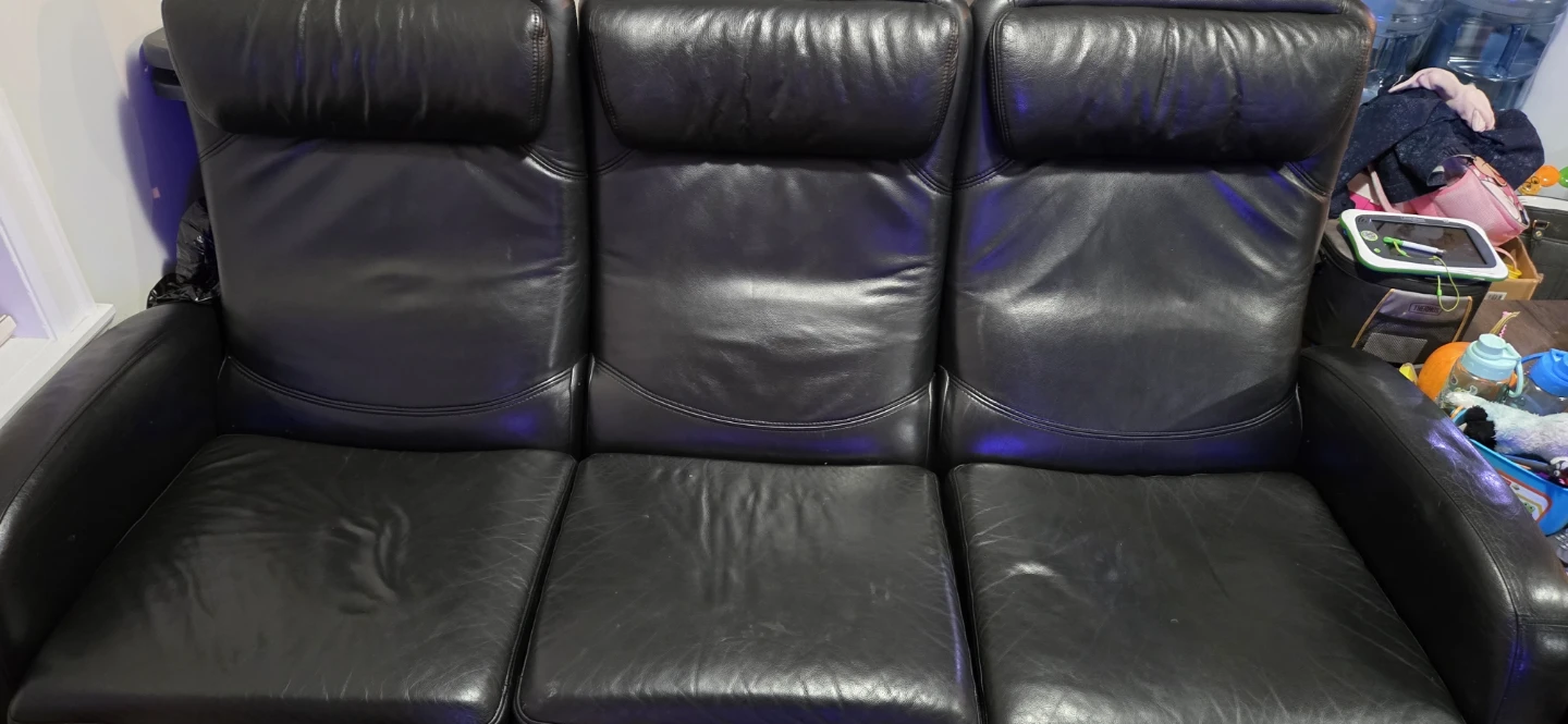 Black Leather Reclining Sofa - photo 2