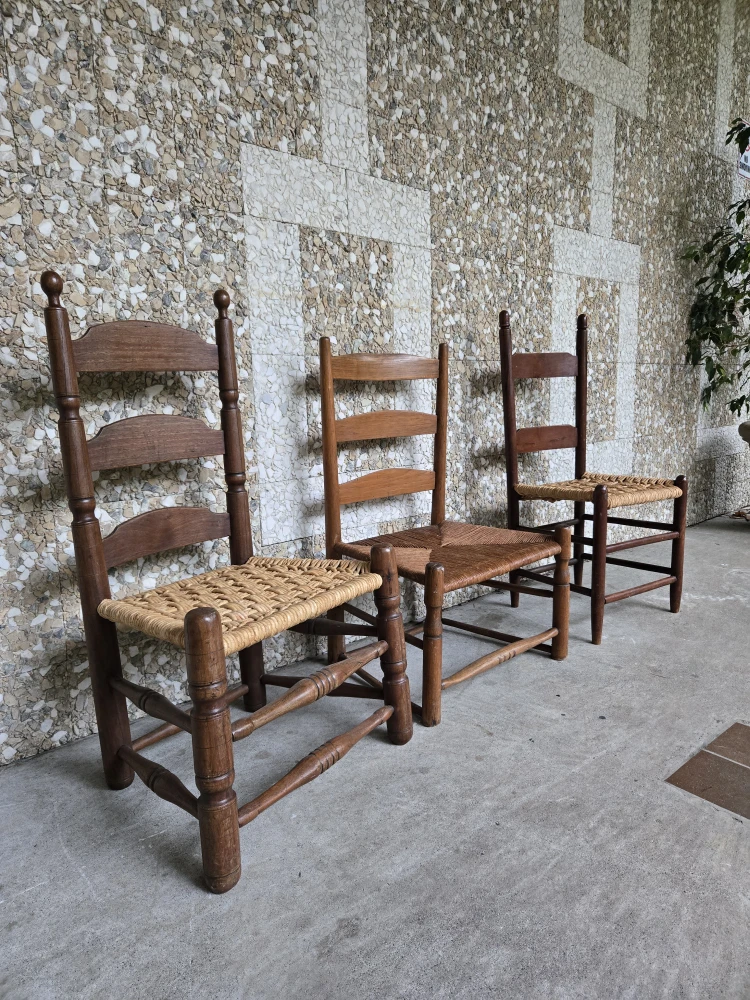 Set Of 3 Vintage Woven Rope Dining Chairs (Price Per Chair) - photo 2