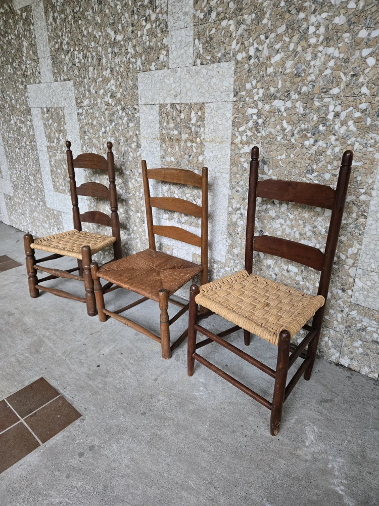 Set Of 3 Vintage Woven Rope Dining Chairs (Price Per Chair) - photo 3