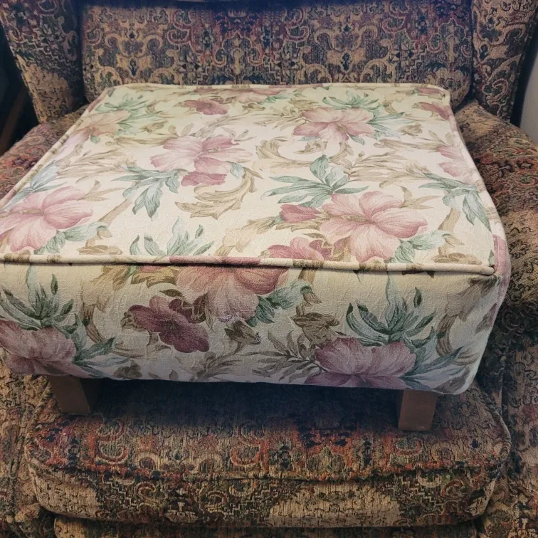 Old Cushion Top Foot Stool 10" tall 21" x 19" image indicator(2)