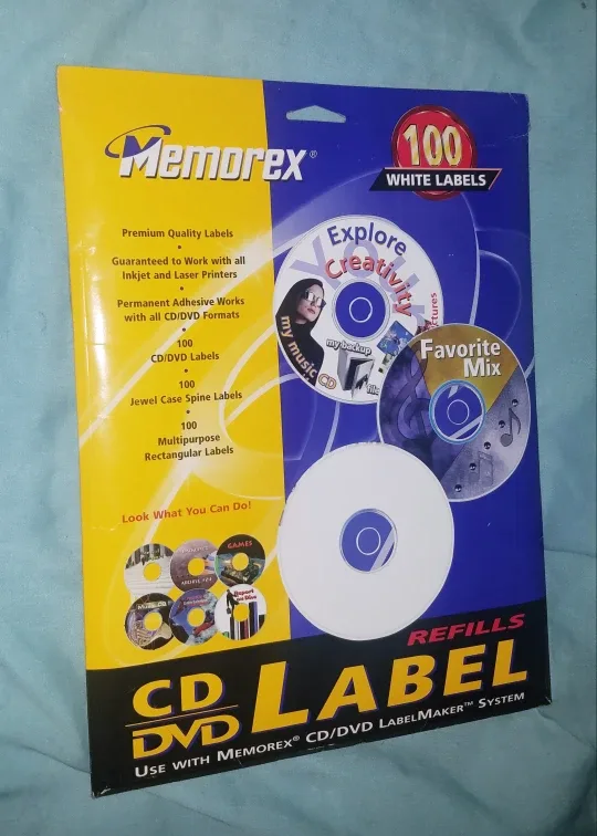 40 Memorex  CD DVD Labels Sheets In Opened 100 White Label Pack