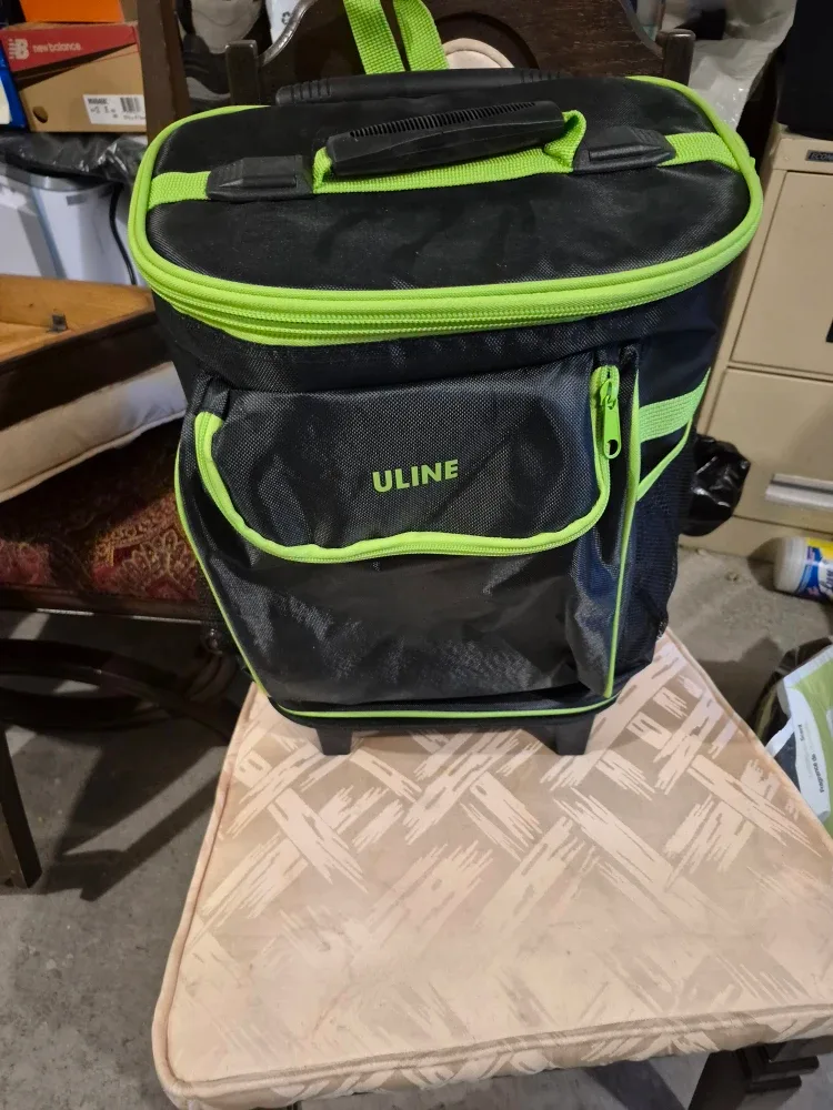 Uline Rolling Cooler Bag - Black & Green