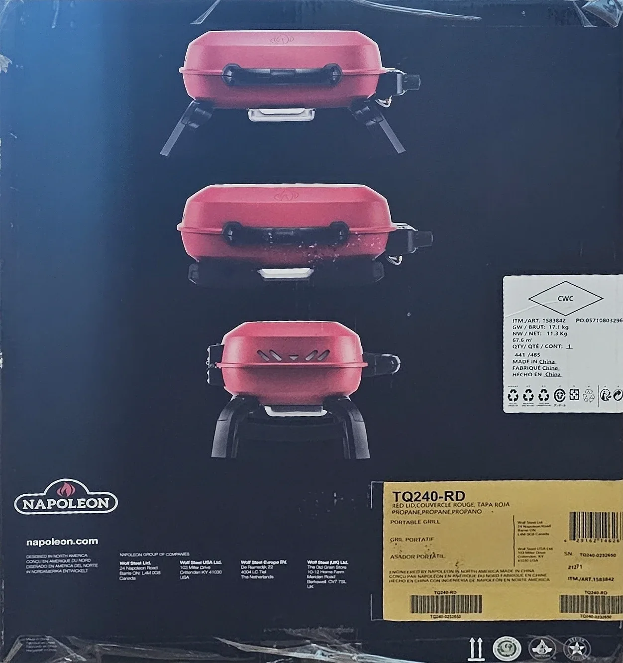 Napoleon TravelQ TQ240-RD Portable Gas Grill - Red image indicator(2)