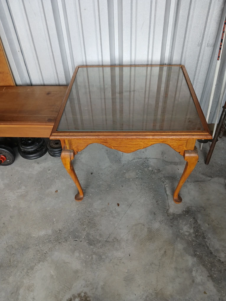 Glass Top Wooden End Table