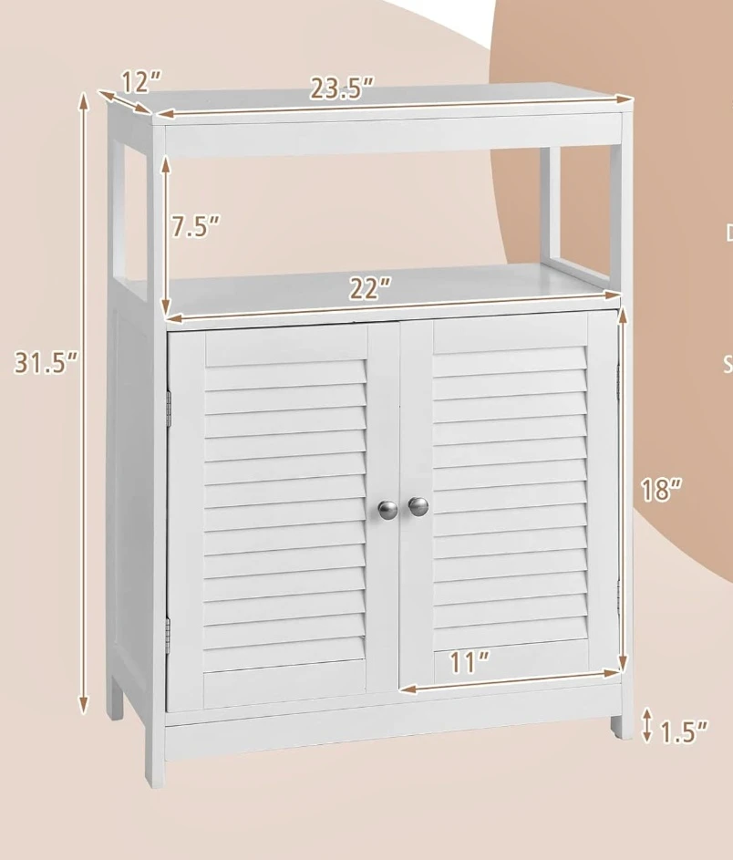White Bathroom Cabinet with Doors 🥕 - photo 4
