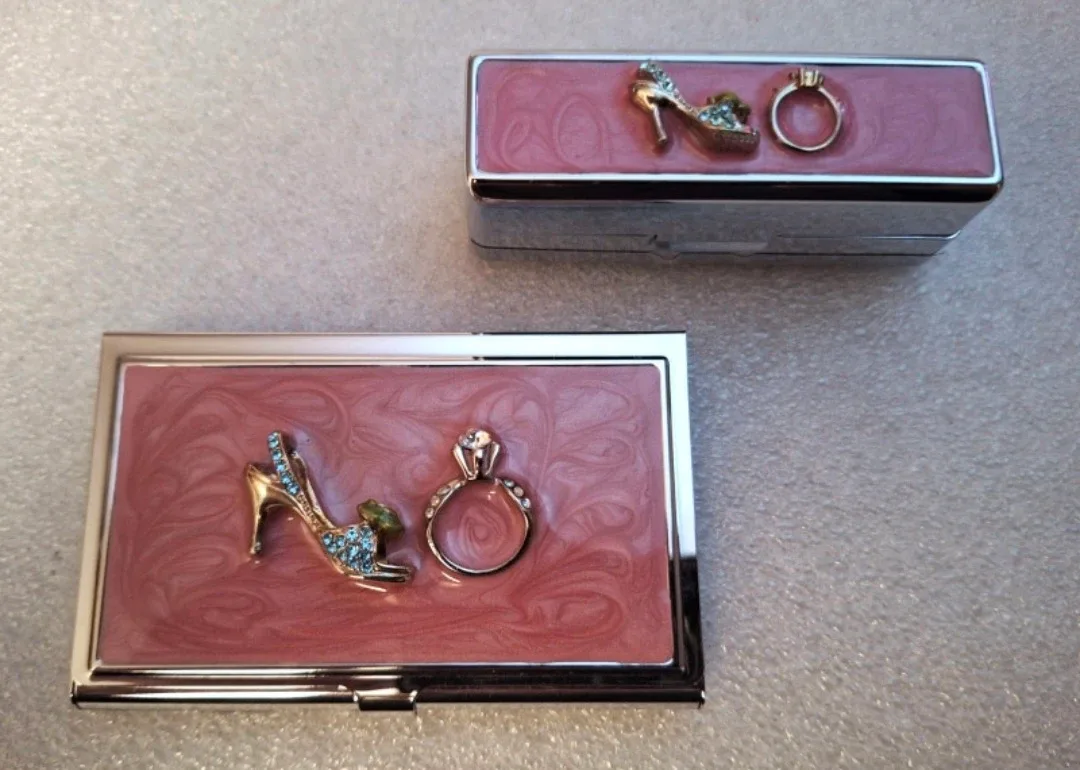 Compact Mirror and matching Lipstick Case