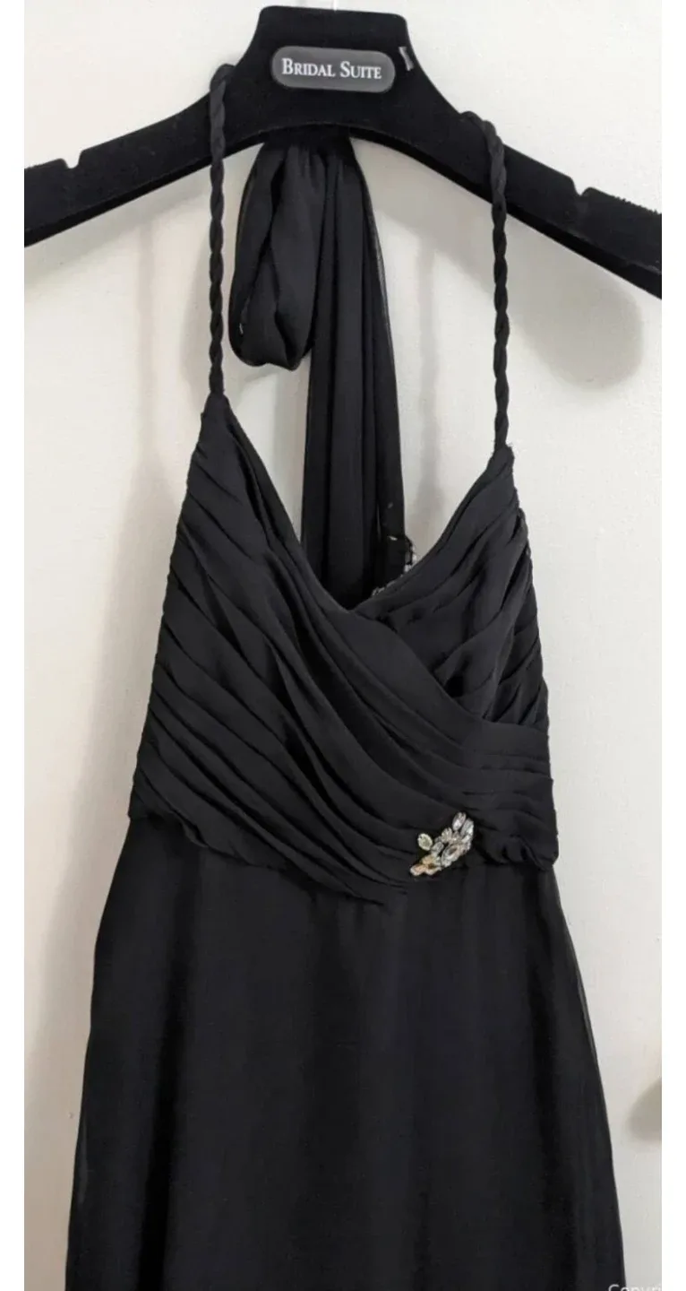 Mori Lee Black Chiffon Bridesmaid Dress NWT Formal Gown Size 10 image indicator(3)