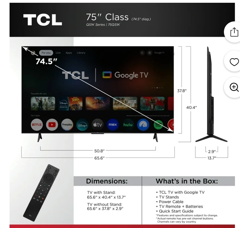 TCL 75" Q Series (NEW 2025) Google TV  HDR 10+, Auto Game Mode - photo 4