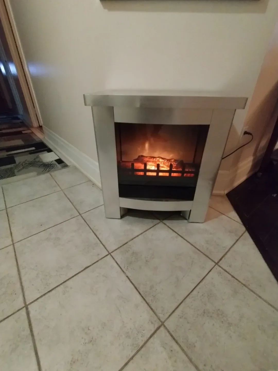 Electric Fireplace with Silver Finish