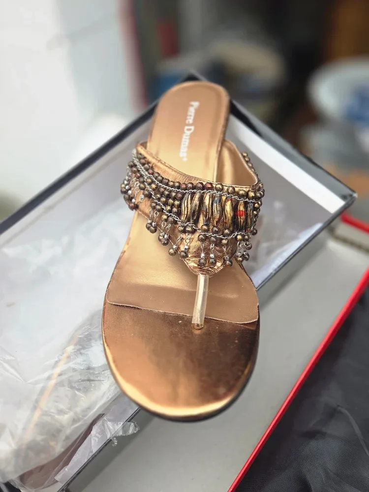 Pierre Dumas Bronze Wedge Sandals - Size 7