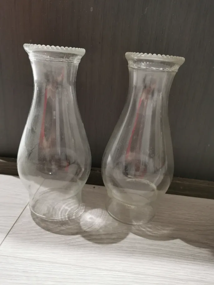 Pair of Clear Glass Oil Lamp Shades