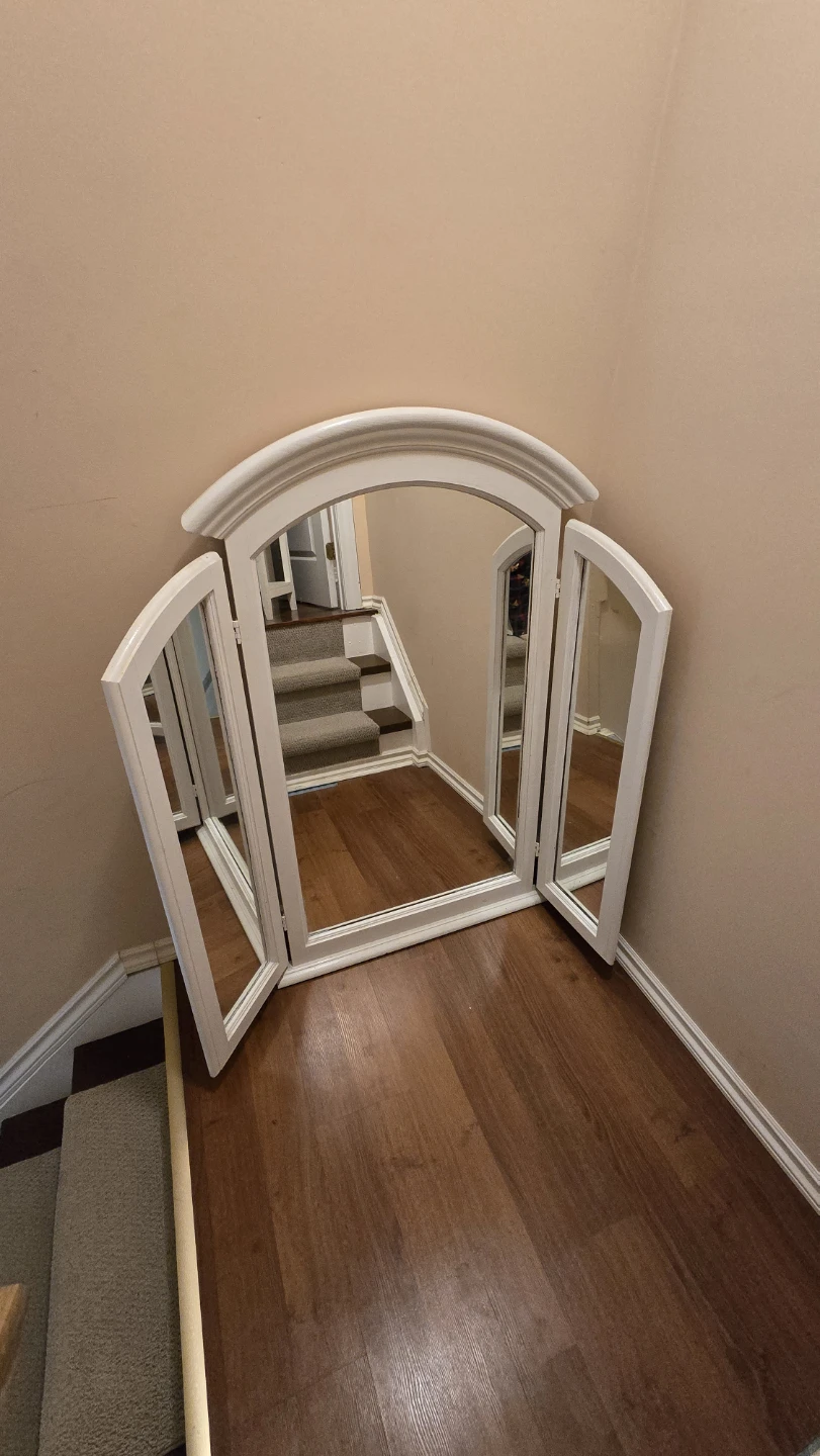 White Tri-Panel Wall Mirror