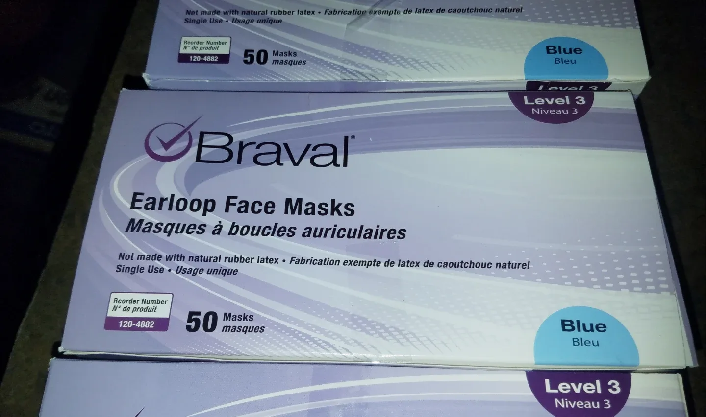 3 Boxes Braval Level 3  Blue Latex-Free Face Masks ( 150 Pcs.) image indicator(4)