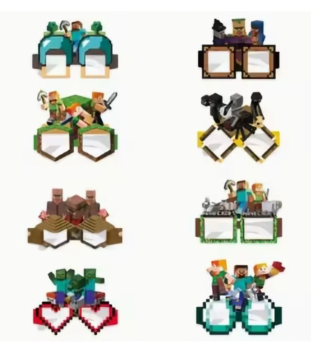 Minecraft Character Glasses pack of 8