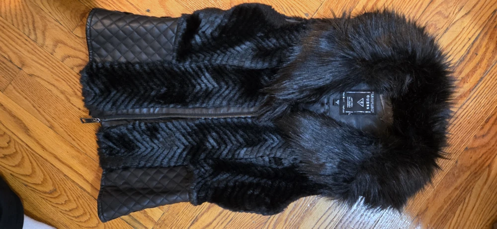 Guess Black Faux Fur Vest - Size S