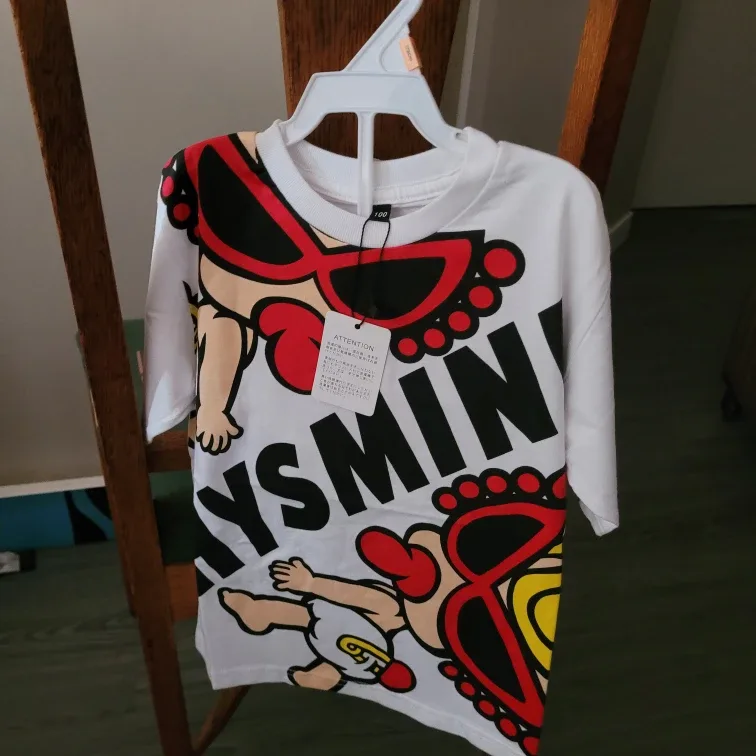 HYSMINI White Graphic Tee Size 100