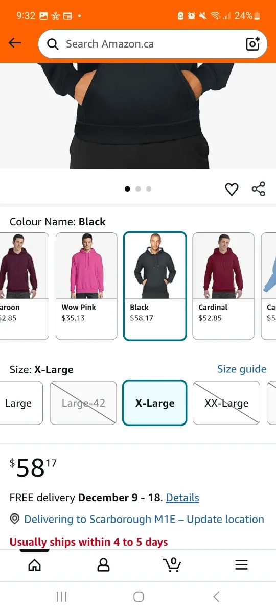 New Mens Hanes EcoSmart Black Hoodie - XL image indicator(2)