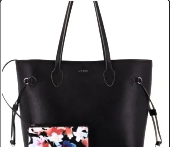 NWOT Lodis Bliss Black Pebbled Leather Large Tote Bag