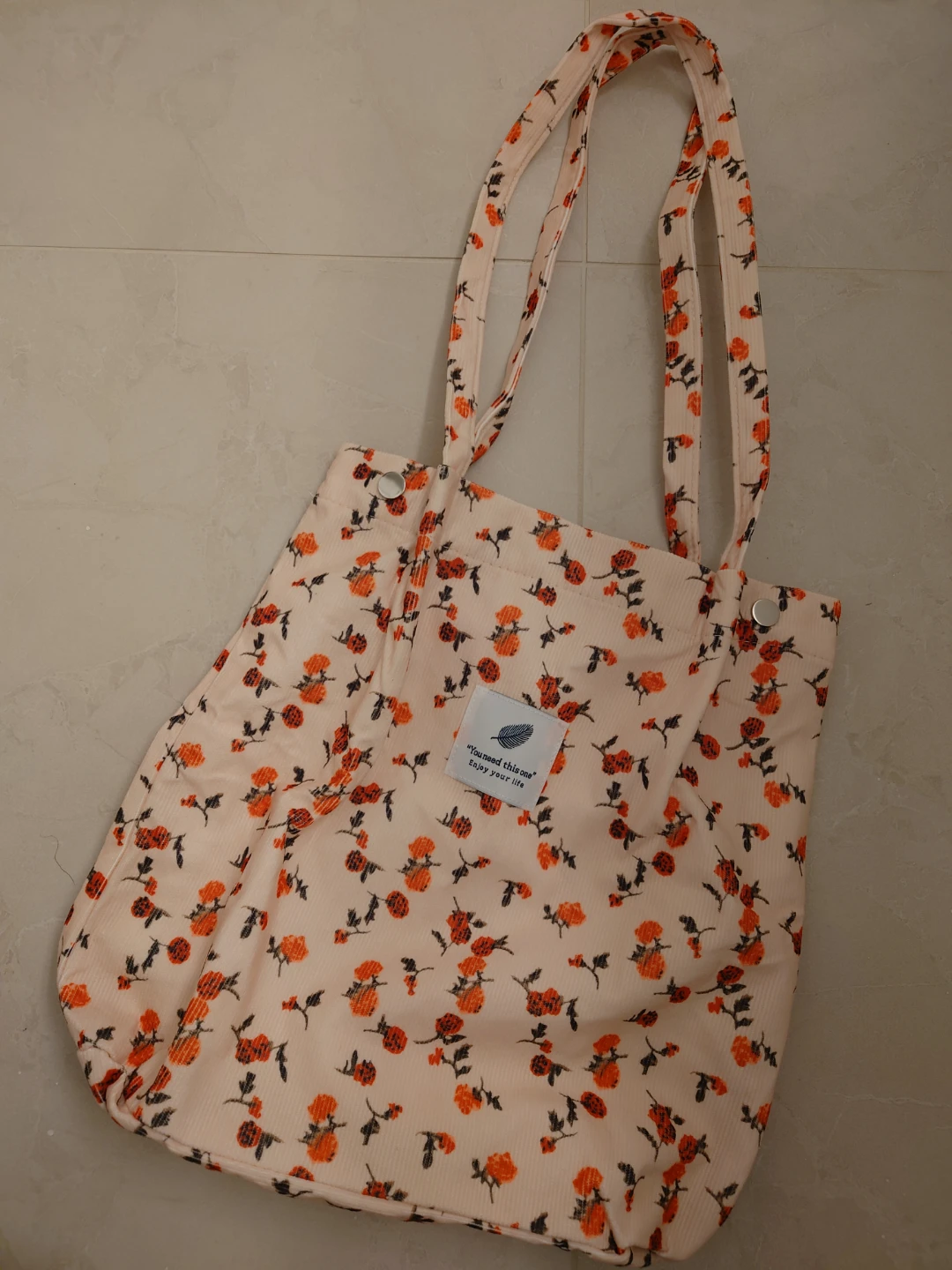 Floral Corduroy Tote Bag