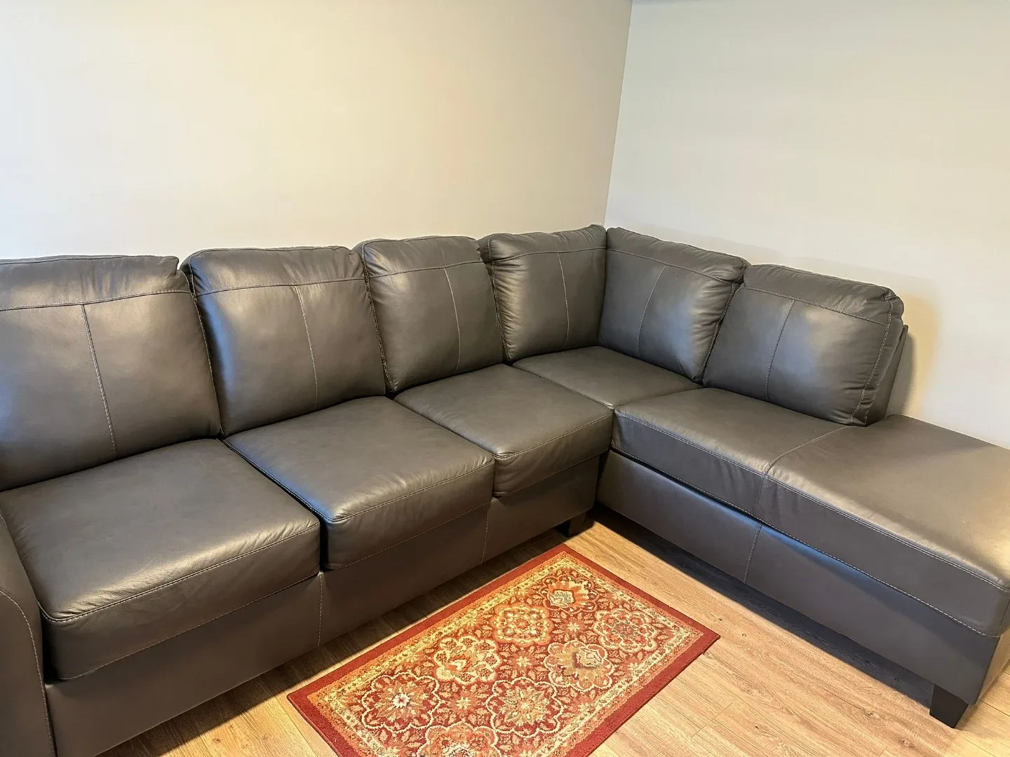 Grey Leather Sectional Sofa