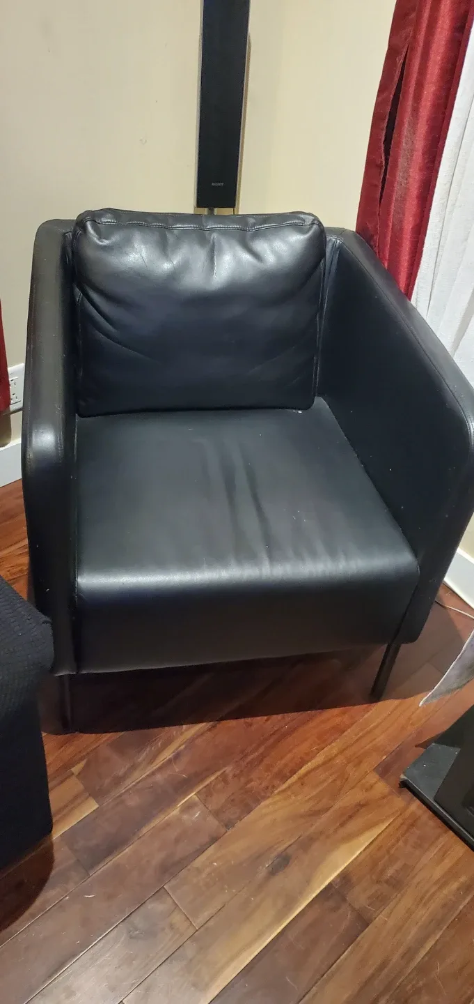 Black Loveseat, sofa, couch with Cover image indicator(10)