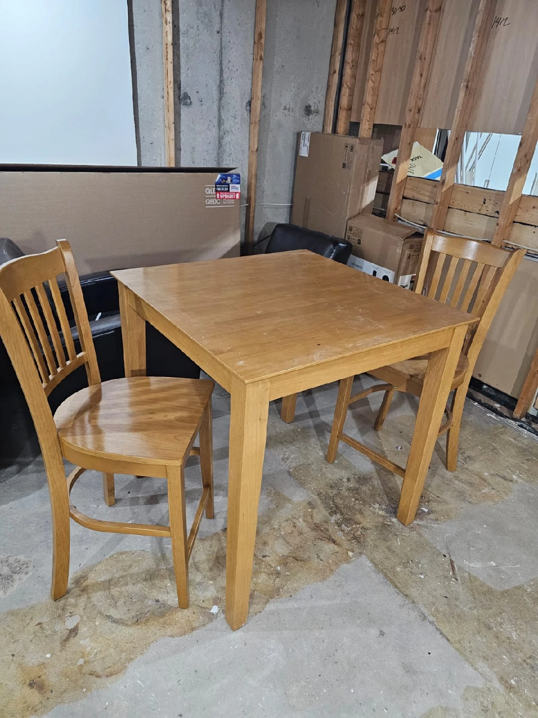 Wooden Dining Table with Two Chairs