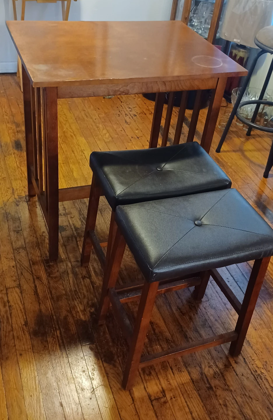 Wooden Table with 2 Stools