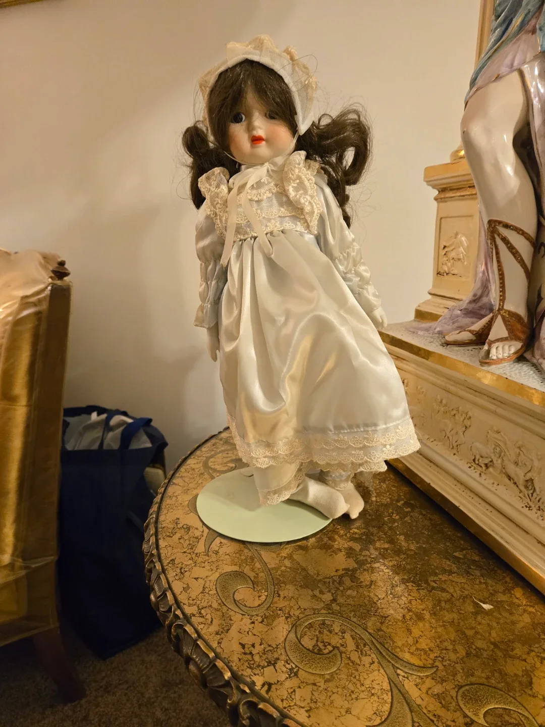 Porcelain Doll with White Dress