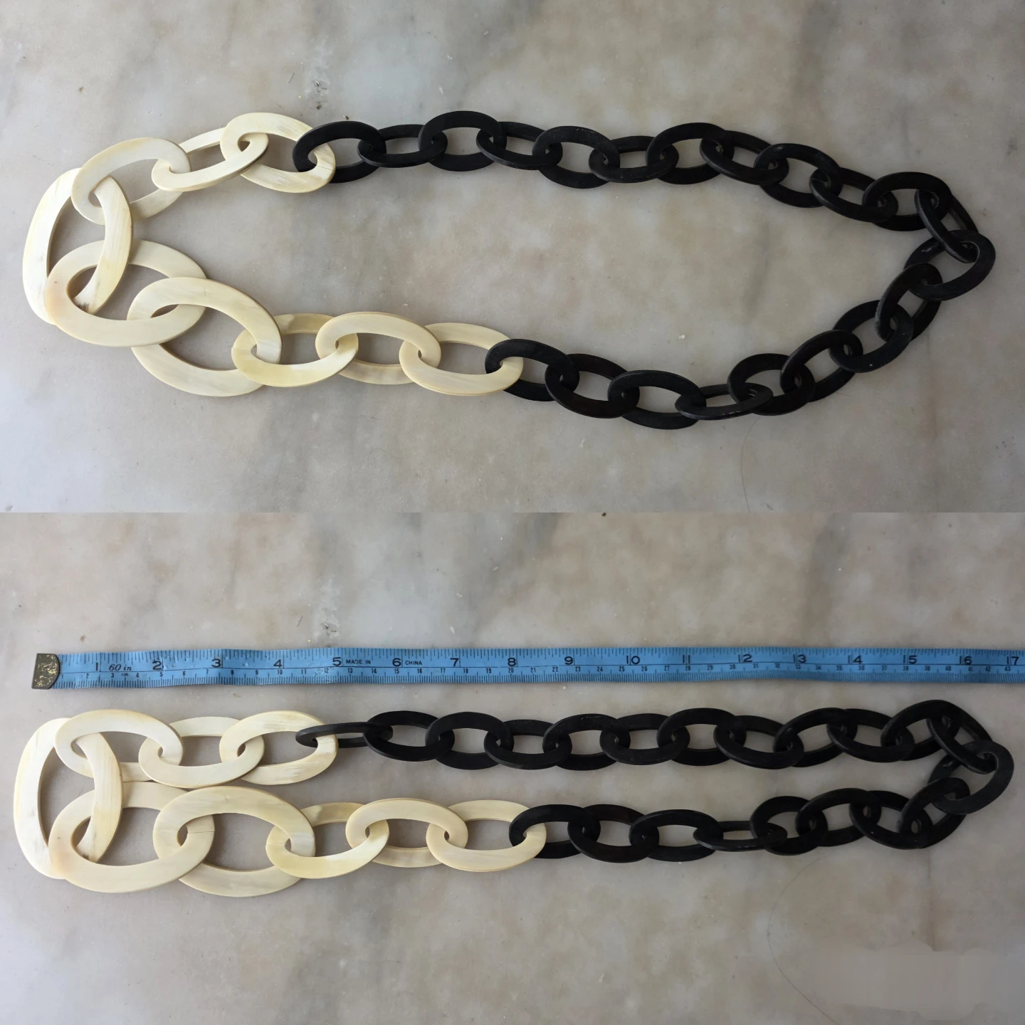 Handmade Buffalo Horn Necklace - Black & Beige, 86cm - photo 2