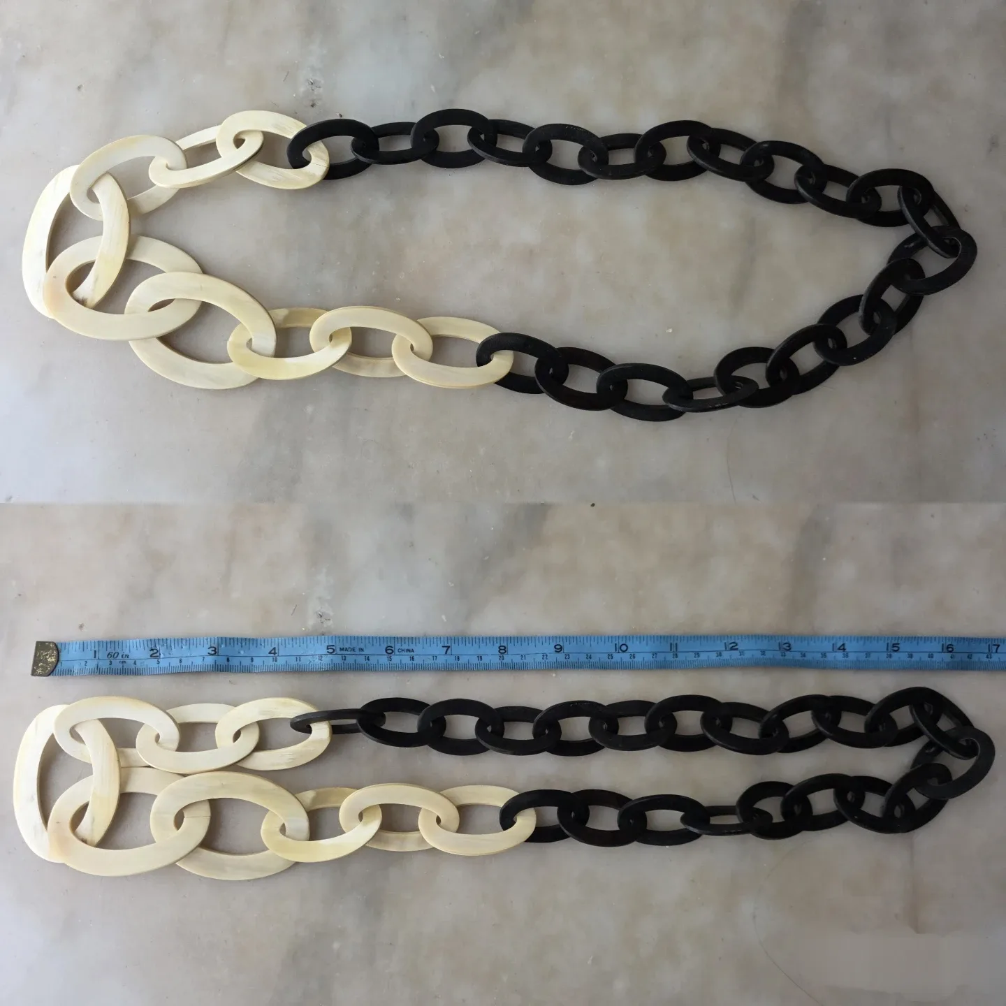 Handmade Buffalo Horn Necklace - Black & Beige, 86cm image indicator(2)