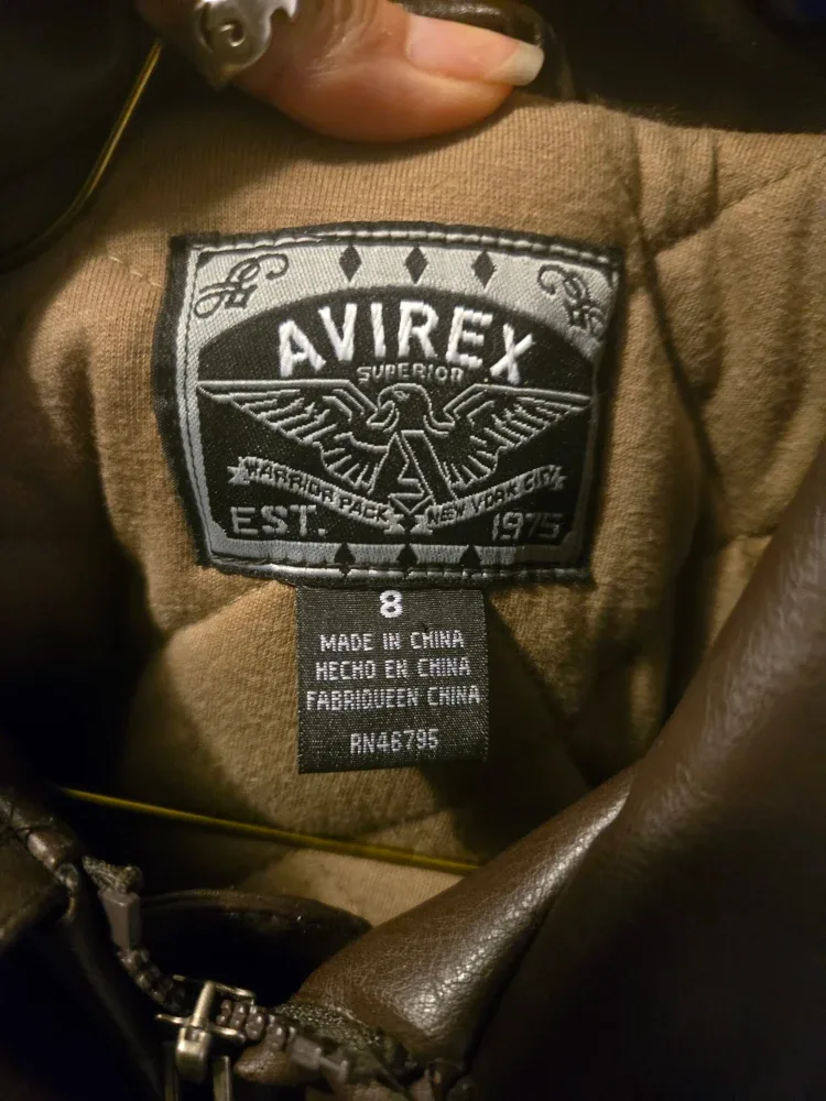 Boys Avirex Brown Leather Jacket - Size 8 image indicator(3)