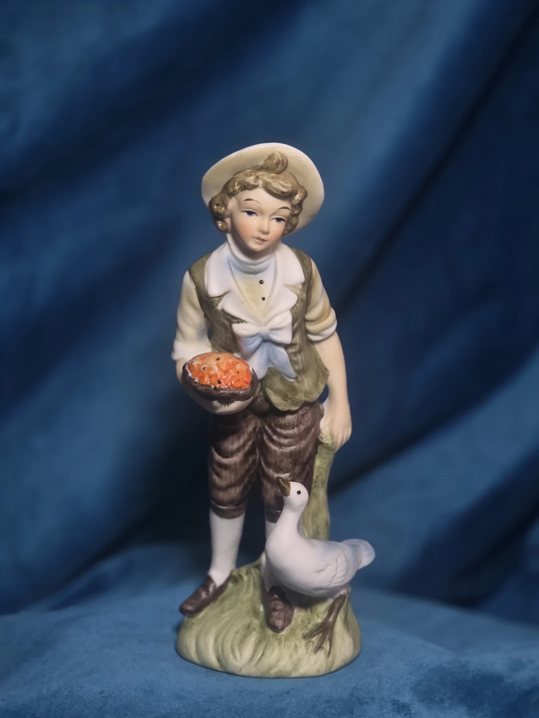 Vintage Porcelain Boy with Goose Figurine