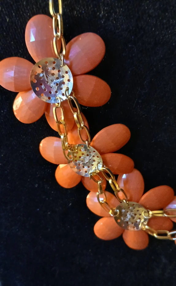 Amrita Singh Mid-Century Inspired Orange Floral Necklace - photo 4