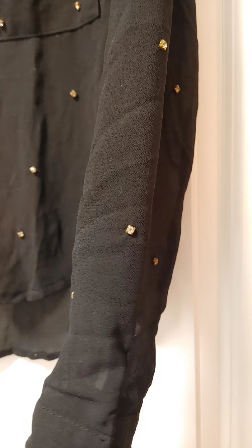 Women's Black Sheer Blouse - Size M image indicator(10)