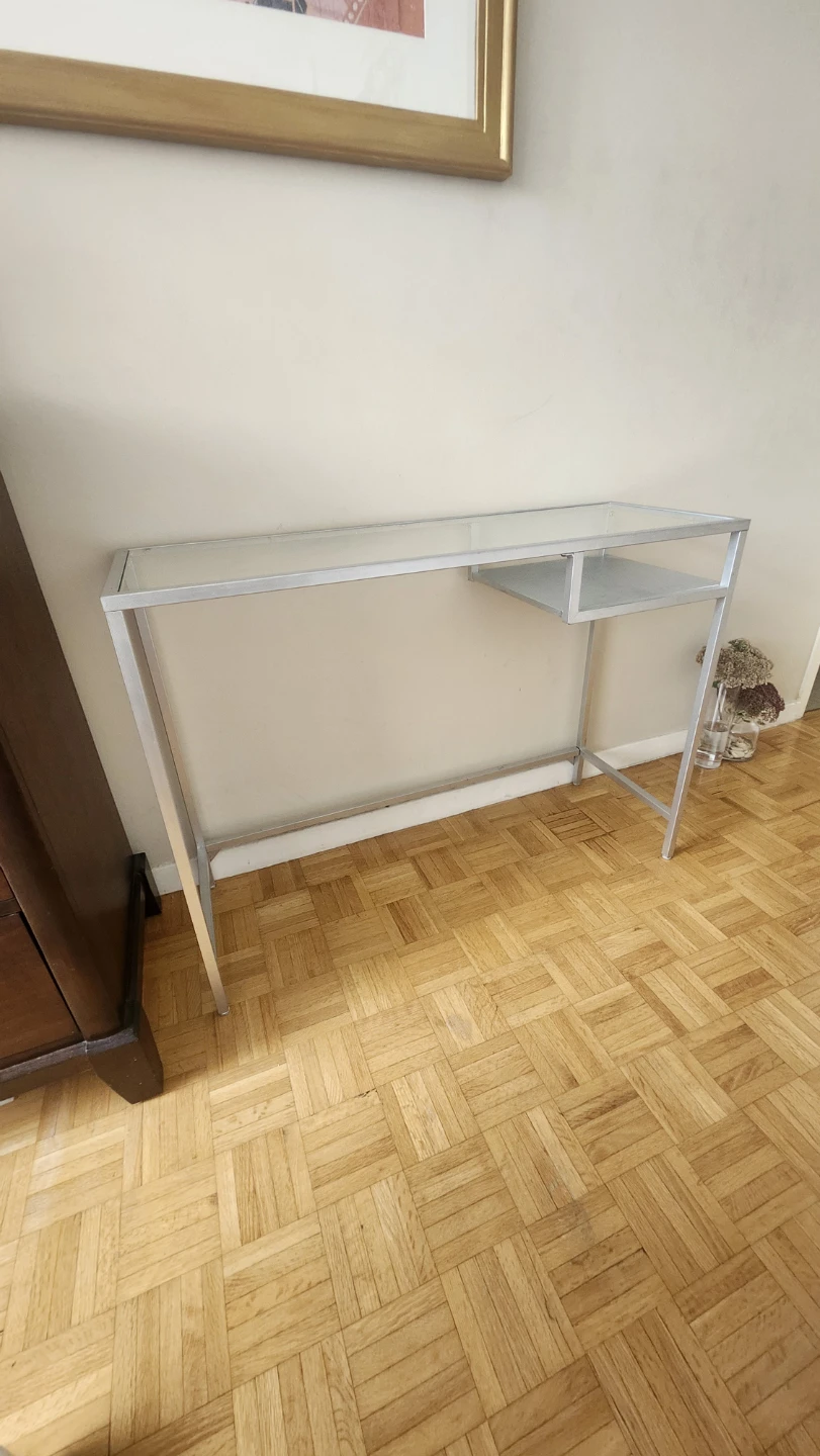 Glass Top Desk with Metal Frame