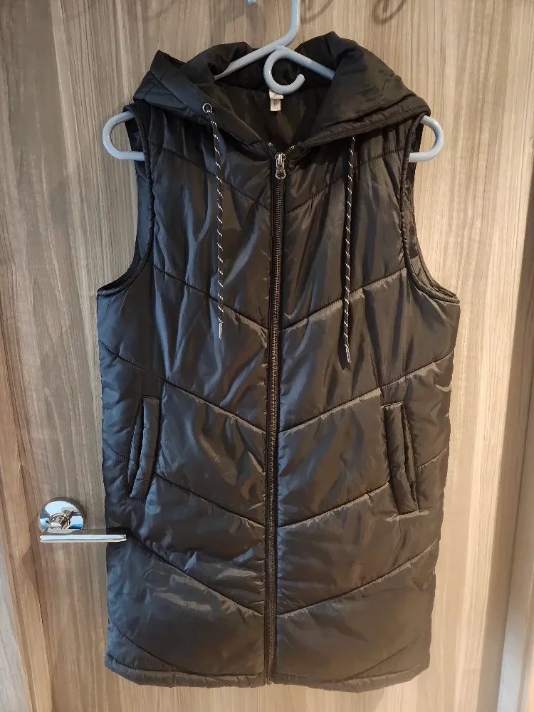 Long Hooded Puffer Vest - size XS