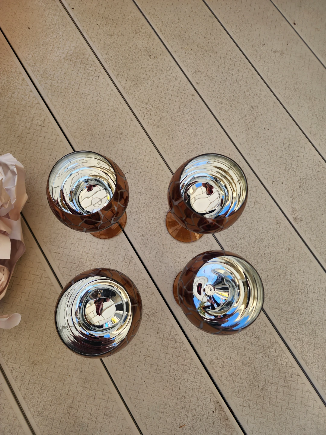 Set of 4 Mosaic Wine Glasses - Amber/Gold - photo 3