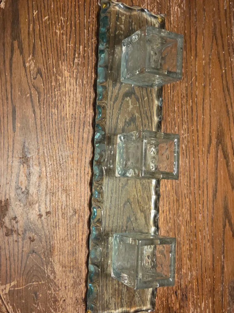 Glass Candle Holder with 3 Cubes