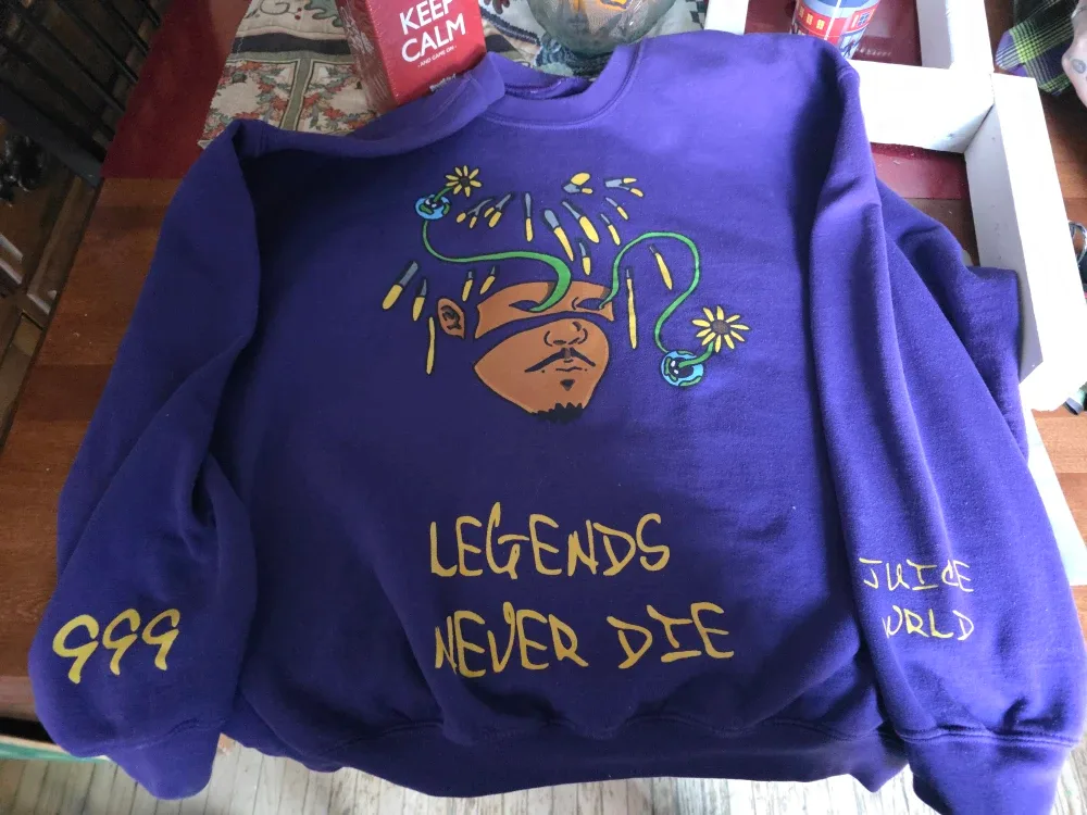 Juice Wrld Legends Never Die Purple Sweatshirt - large